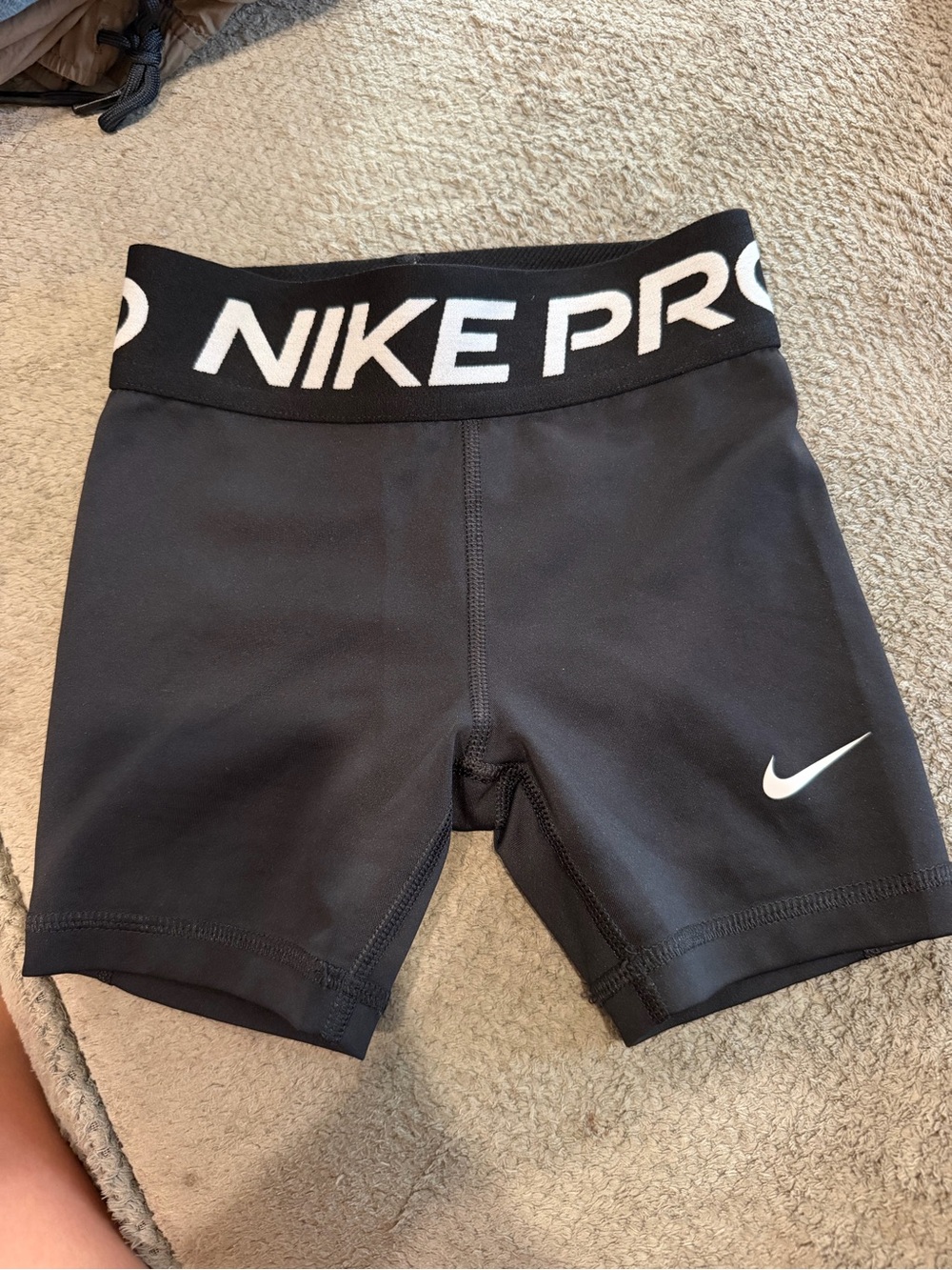 Nike Black Girls' Pro Compression Shorts with White Swoosh